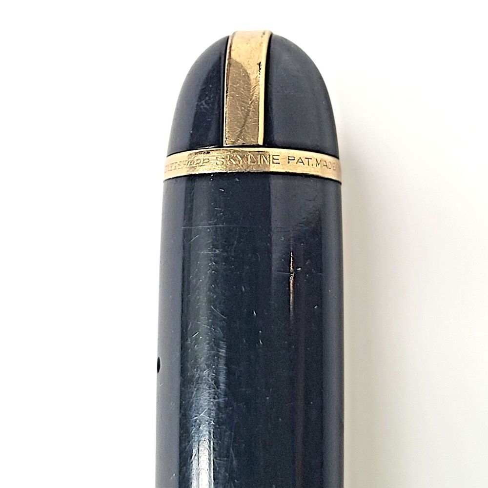 14k Gold Nib Vintage Eversharp Skyline Fountain Pen Black USA - READ! AS-IS! - Picture 8 of 9